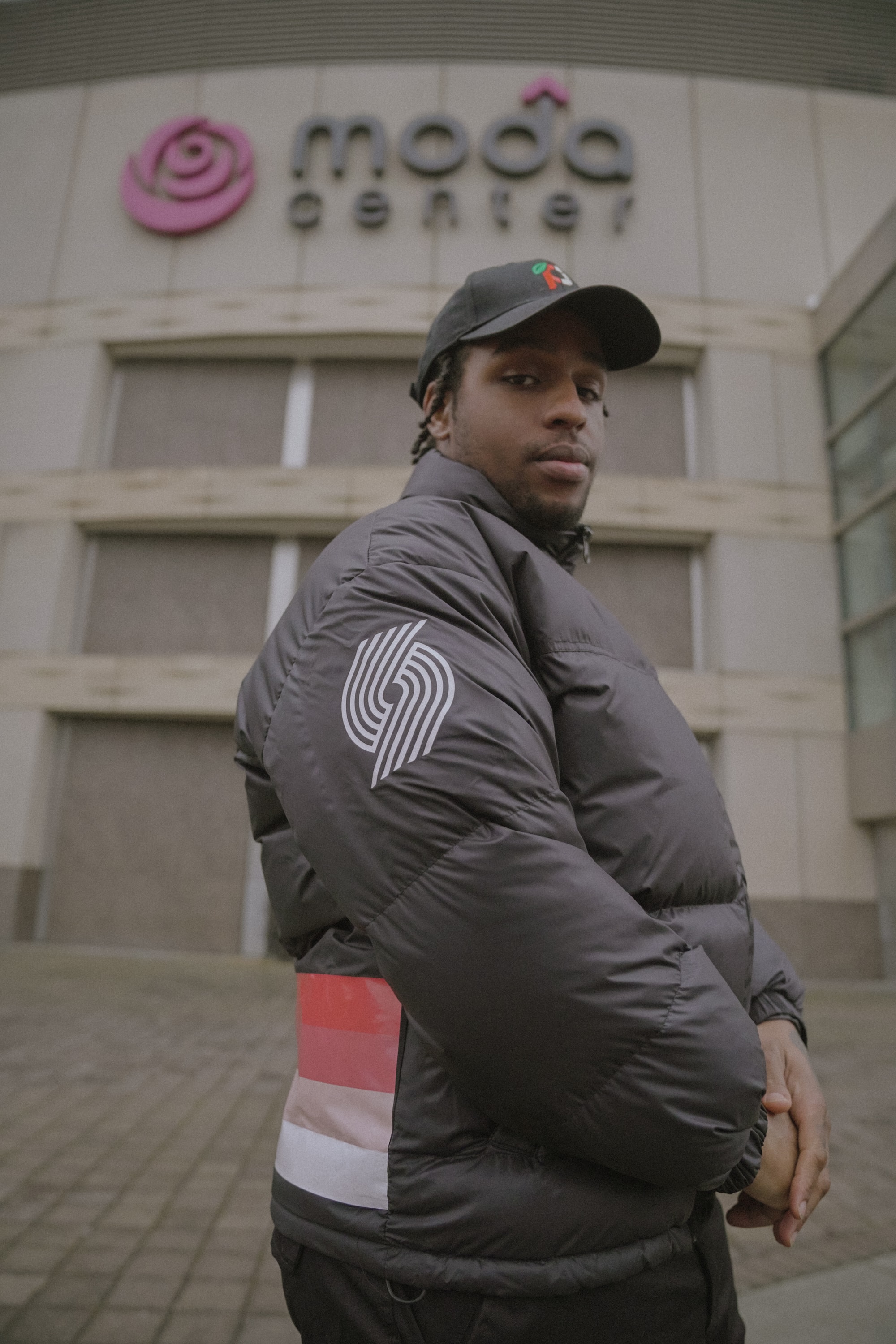 Trail Blazers puffer jacket at the Moda Center
